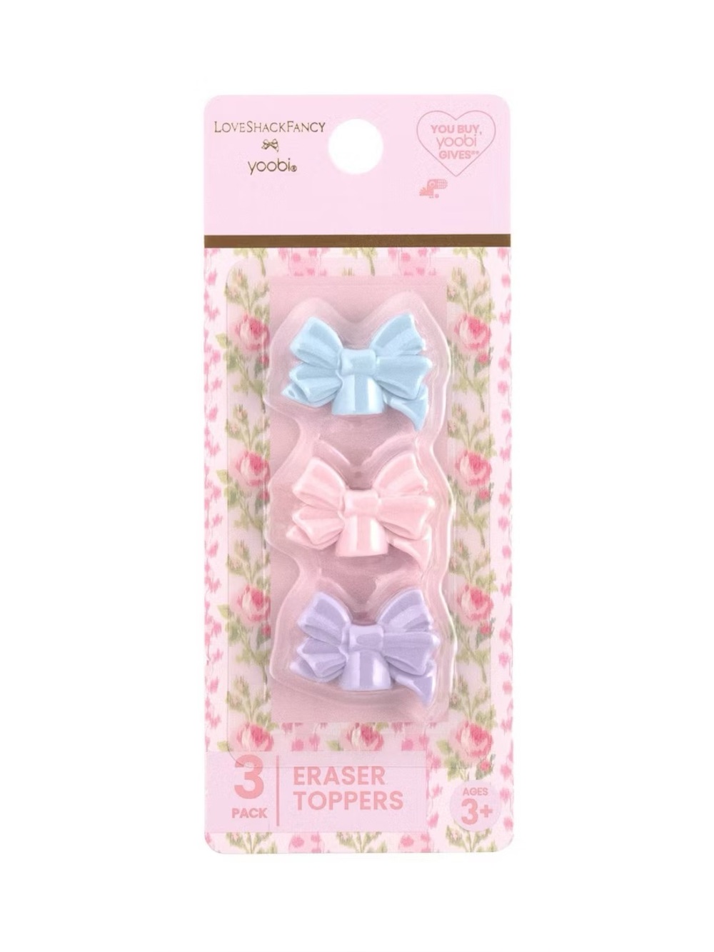 💙🩷💜🎯 LoveShackFancy x Target - Yoobi 3pk Pencil Eraser Topper Bow